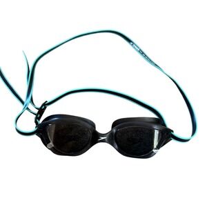 Speedo Swim Goggles Black Teal Tinted Lenses Adjustable Strap 10743 NEW